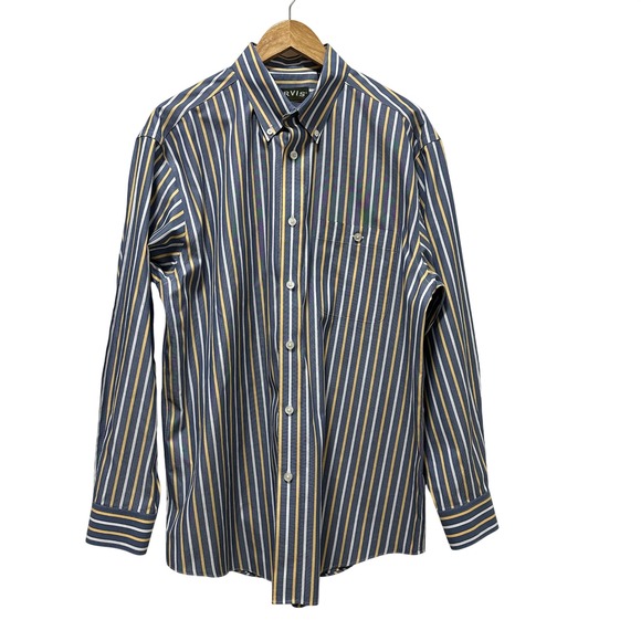 Orvis Other - Orvis Classic Fit Shirt Mens Large Blue Yellow Stripe Button Down Cotton